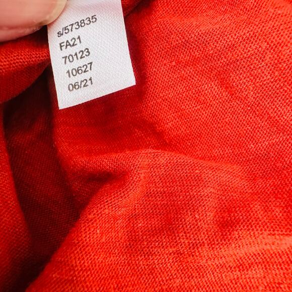 LOFT Womens Cotton Embroidered Floral Puff Peasant Loose Rust Smock Top Sz Small - Picture 8 of 8